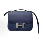 HERMES Constance 18 Silver buckle crossbody single-shoulder bag 18 Women\'s 7U Navy Navy Blue